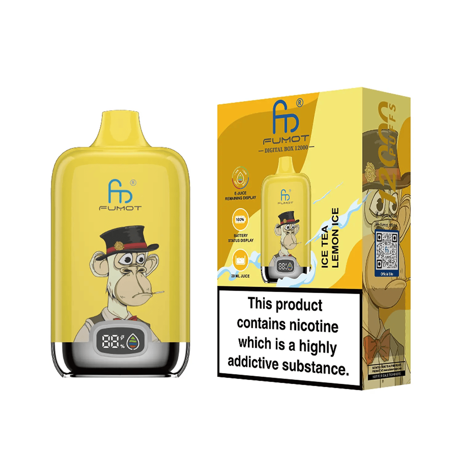 Fumot Digital Box 12000 Ice Tea Lemon Ice  LED & 20ml