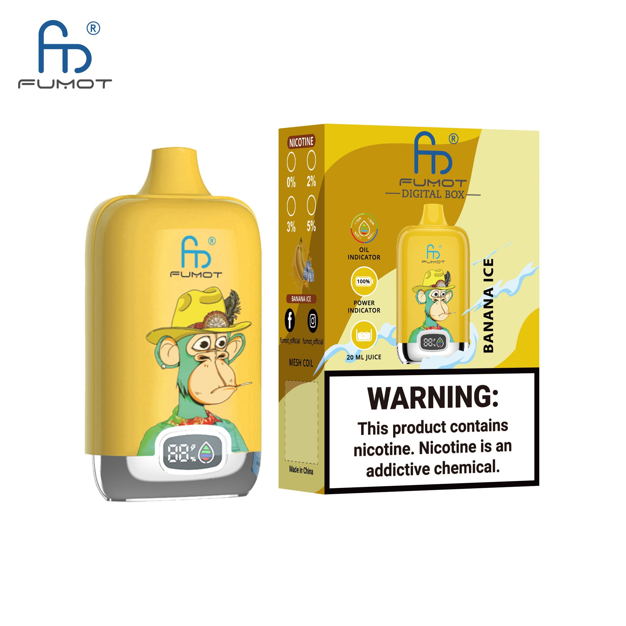 Fumot Digital Box 12000 Banana Ice | 12.000 Zge E-Vape Fumot Digital Box 12000 Banana Ice | 12.000 Zge E-Vape