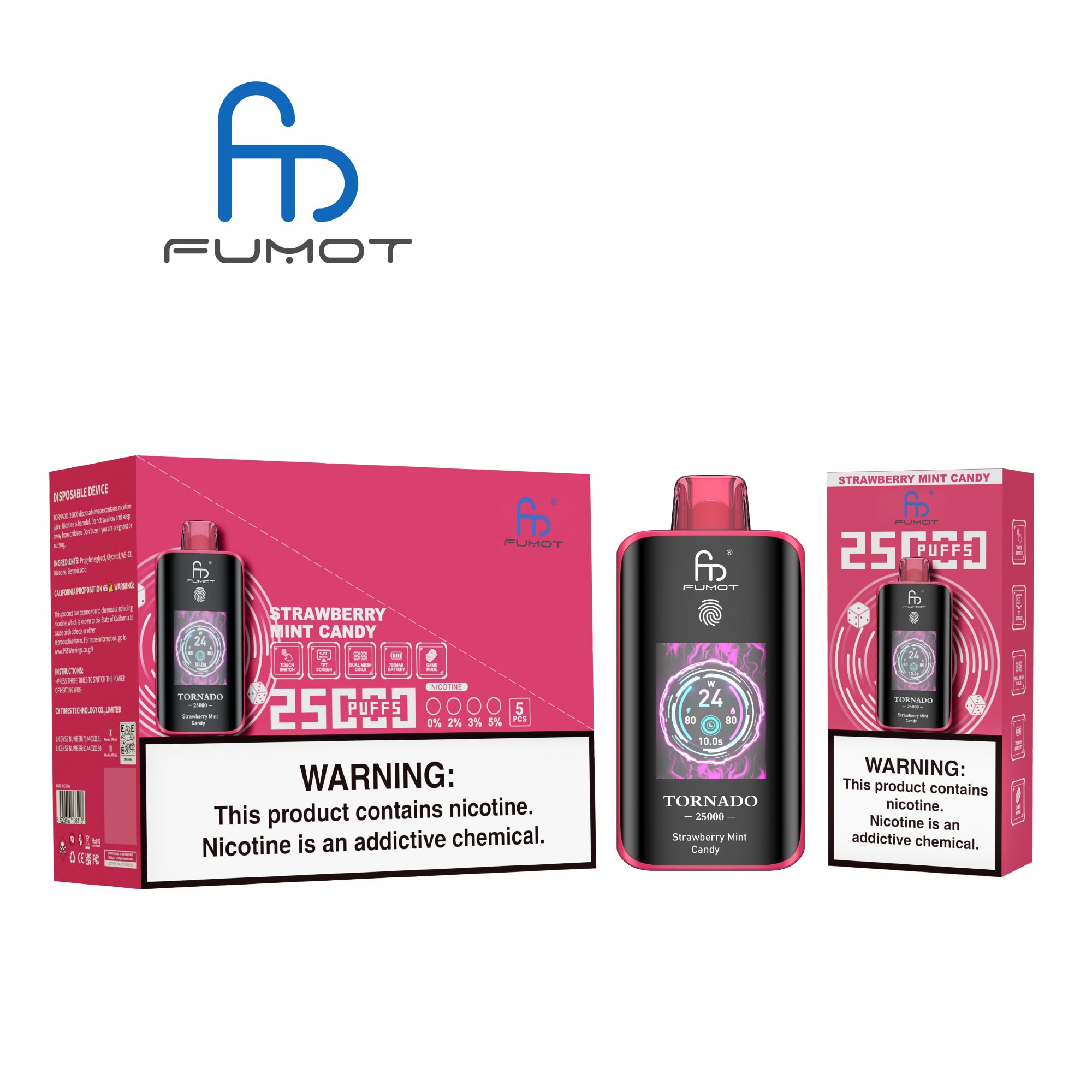 Fumot Tornado 25000 Strawberry Mint Candy Einweg-Vape 25k Fumot Tornado 25000 Strawberry Mint Candy Einweg-Vape 25k
