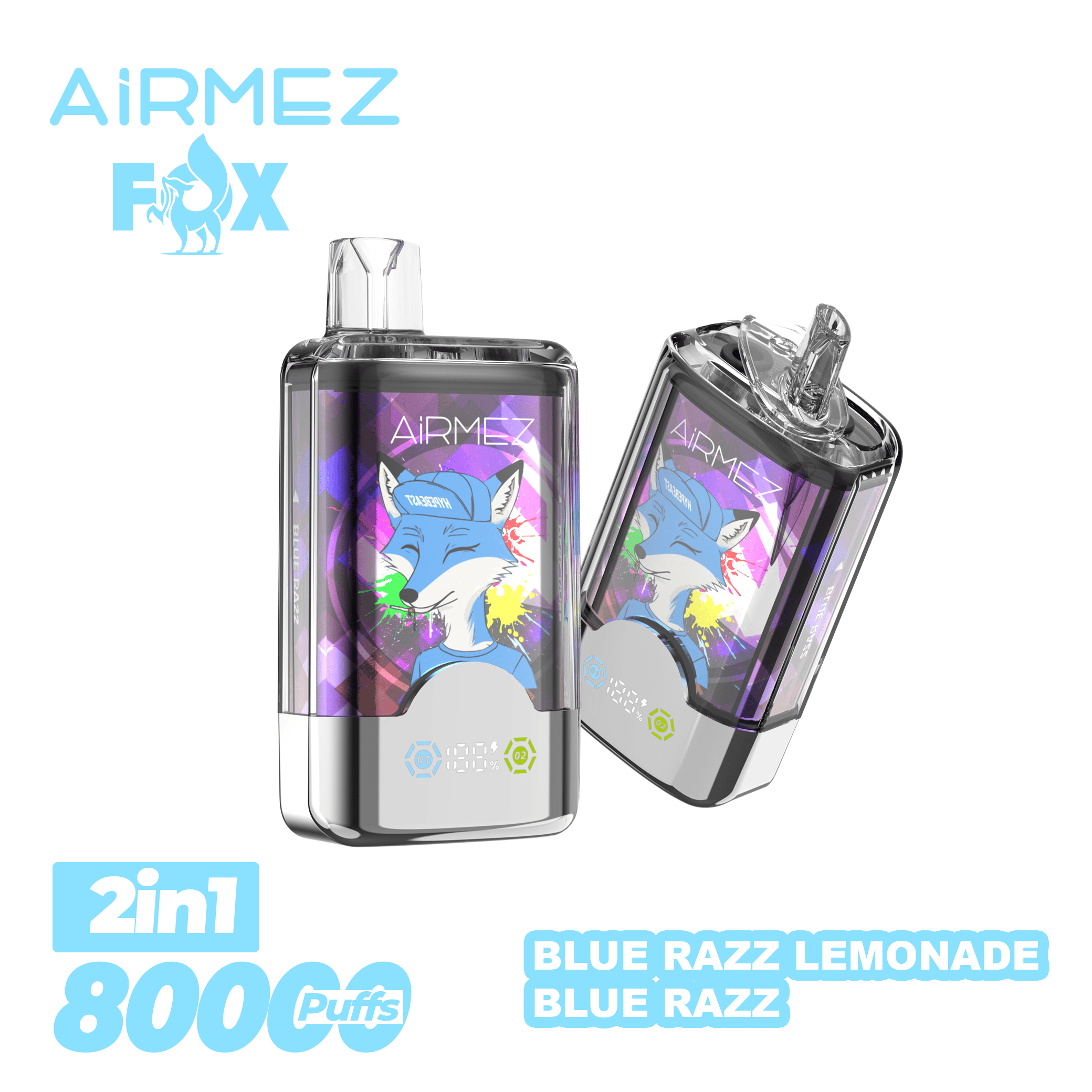 Airmez FOX 2 IN 1 80000 Blue Razz Lemonade/Blue Razz