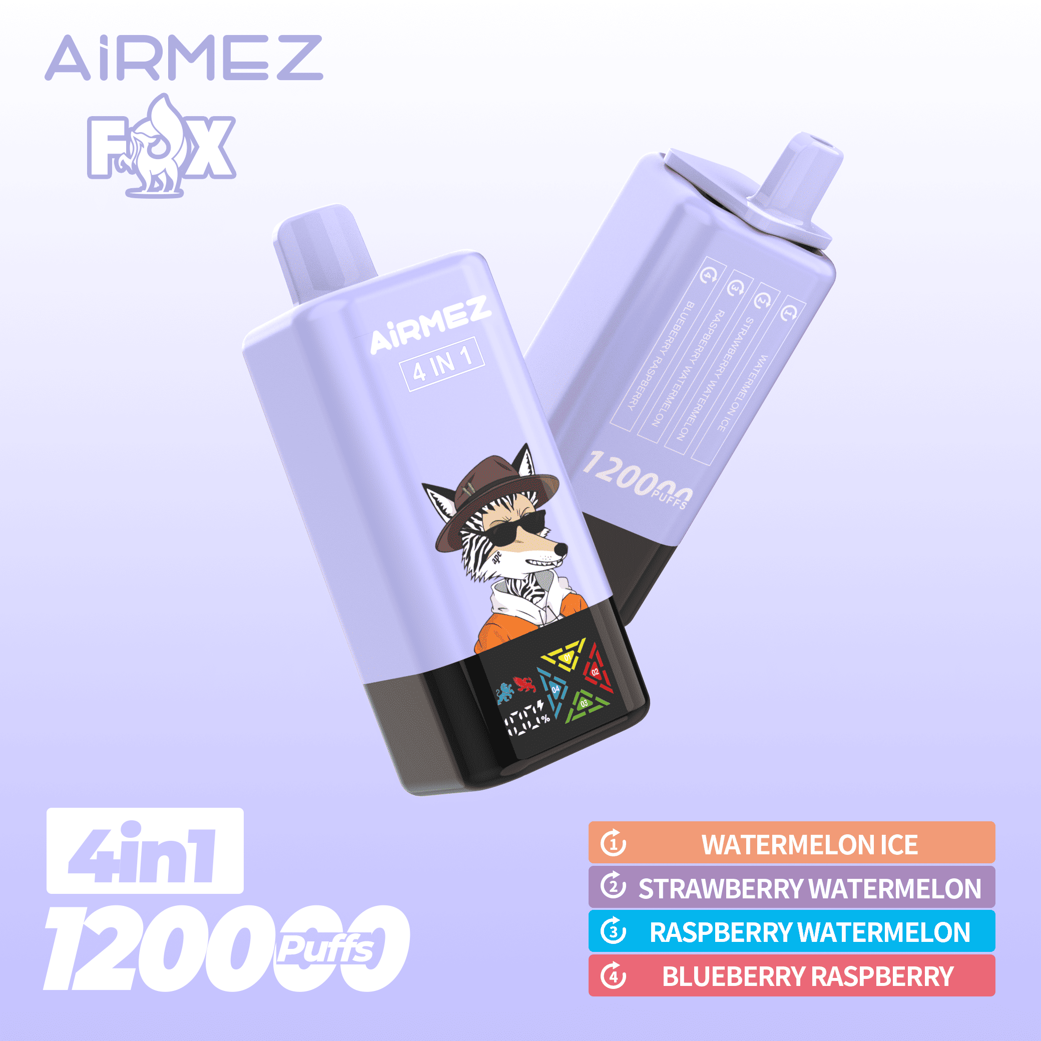 Airmez FOX 4 IN 1 120K Watermelon Ice/Strawberry Watermelon/Raspberry Watermelon/Blueberry Raspberry